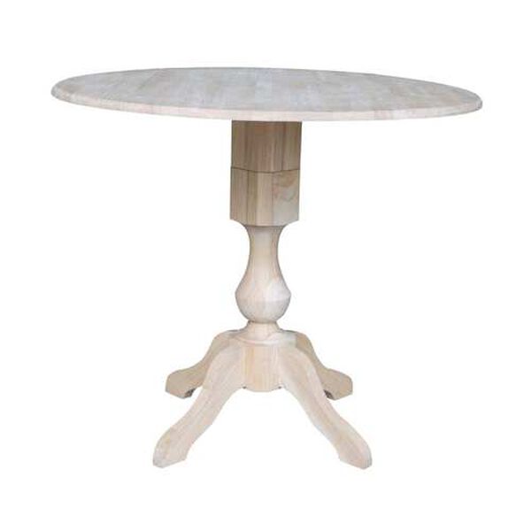 Gray and Beige 36-Inch Round Pedestal Dual Drop Leaf Table, image 1