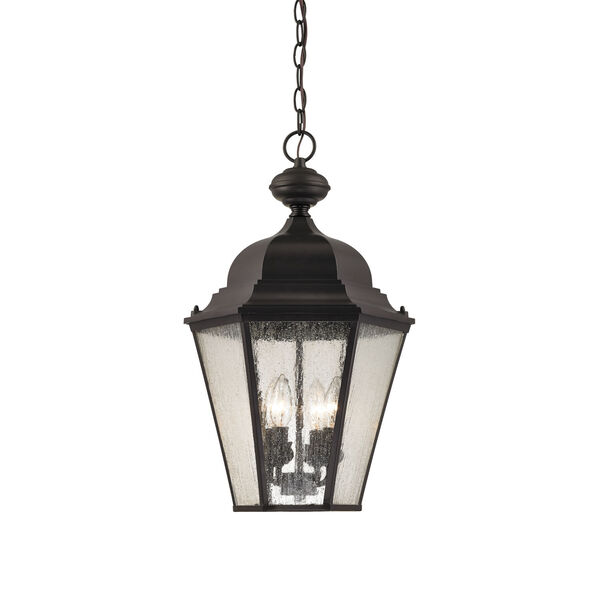 Cotswold Oil Rubbed Bronze Four-Light Outdoor Hanging Light with Seeded Glass Shade, image 1