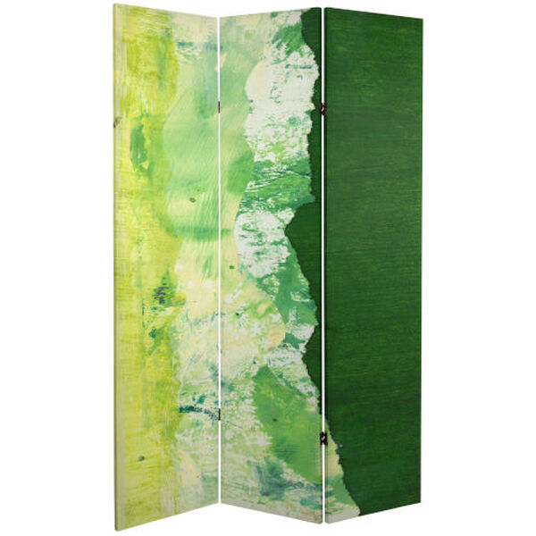 Tall Double Sided Green River Green Canvas Room Divider, image 1