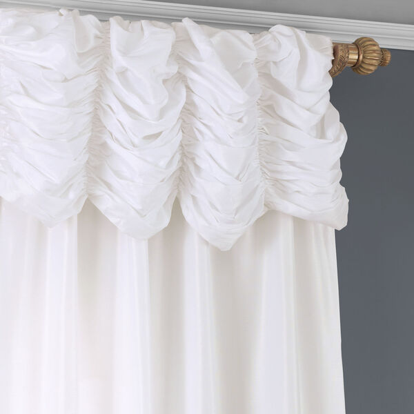 Vintage White Faux Dupioni Silk Single Panel Curtain 50 x 108, image 3