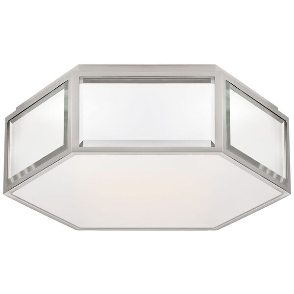 Bradford Small Hexagonal Flush Mount in Mirror and Polished Nickel with Frosted Glass by kate spade new york, image 1