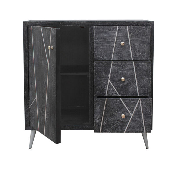 Gray One Door Three Drawer Cabinet, image 3
