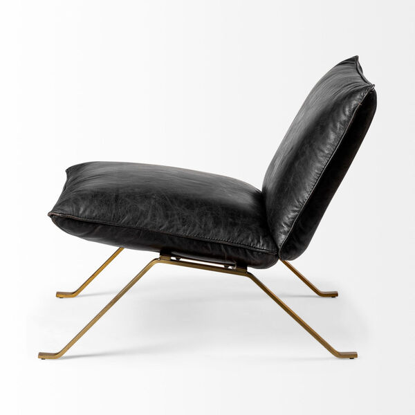 Flavelle II Black Leather Cusion Seat Slipper Chair, image 4