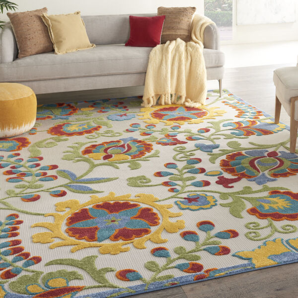 Aloha Yellow and Blue Indoor/Outdoor Area Rug, image 1
