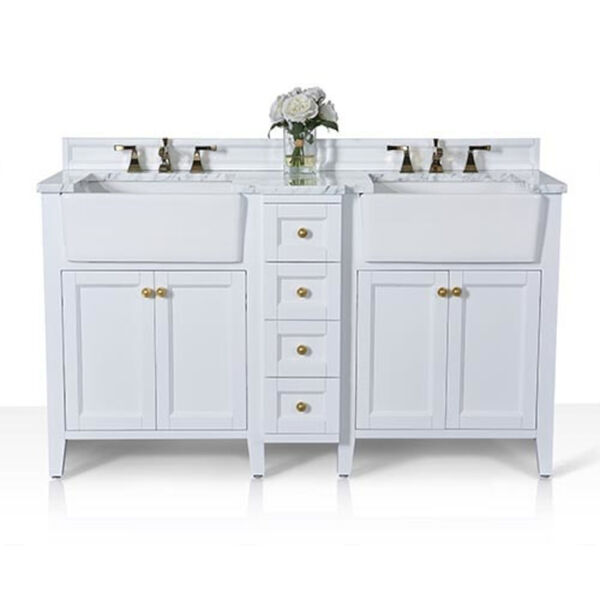 Adeline White 60-Inch Vanity Console with Farmhouse Sinks, image 4