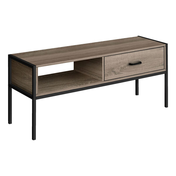 Dark Taupe and Black TV Stand with Drawer, image 1