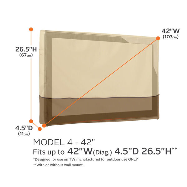 Ash Beige and Brown 42-Inch Outdoor TV Cover, image 4