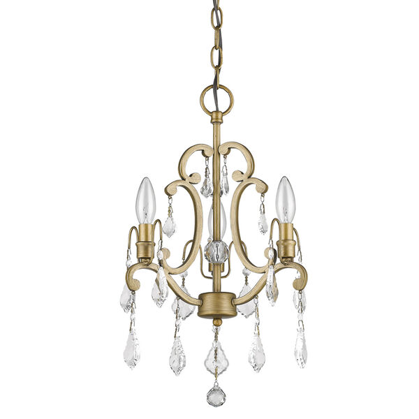 Claire Antique Gold 12-Inch Three-Light Chandelier, image 1