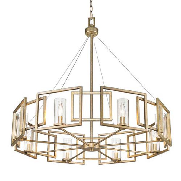 Marco White Gold Eight-Light Chandelier with Clear Glass Shade, image 3