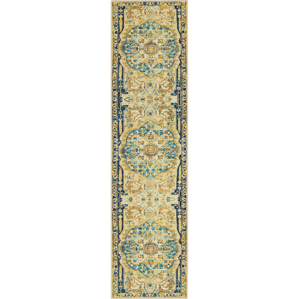 Sophea Yellow and Beige Ornamental Area Rug, image 1