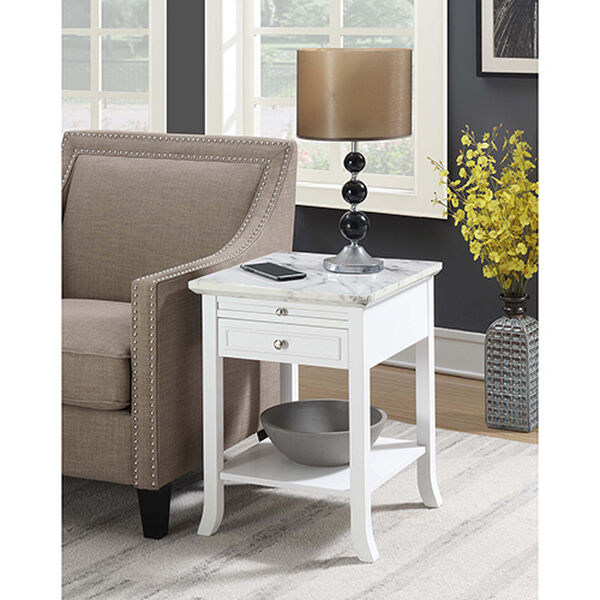 American Heritage Logan White End Table with Drawer and Slide, image 1