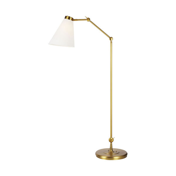 Signoret Burnished Brass and White One-Light Grand Task Floor Lamp, image 1