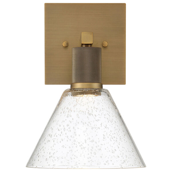 Port Nine Brass-Antique and Satin Outdoor Intergrated LED Wall Sconce with Clear Glass, image 2