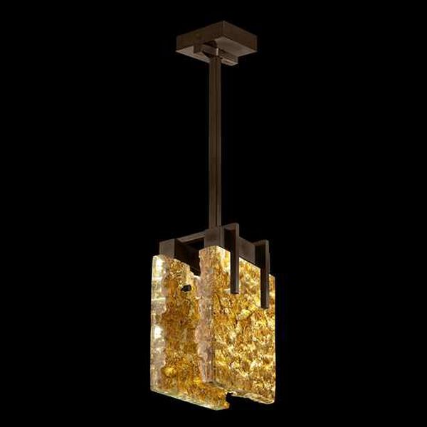 Terra Bronze Gold Leaf Glass 11-Inch Two-Light LED Mini Pendant with Gold Leaf Glass, image 1