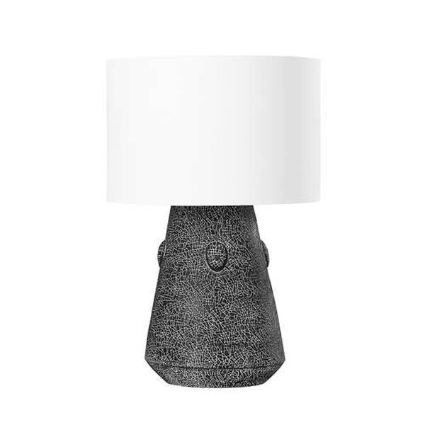 Silas Ceramic Raku Black Off White One-Light Table Lamp, image 1