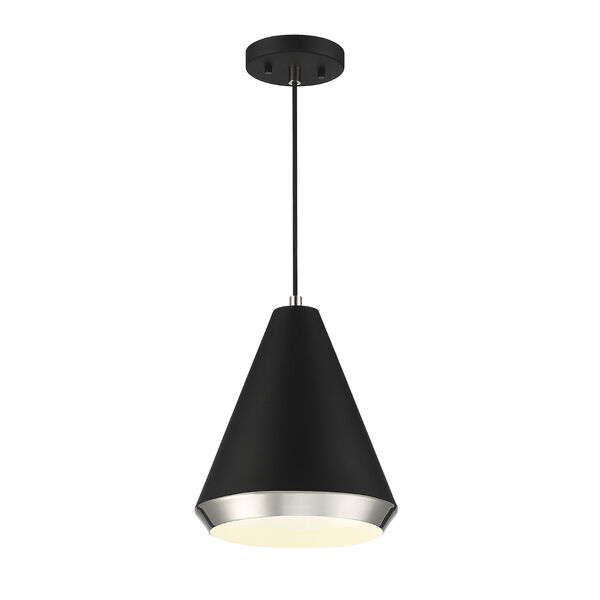 Chelsea Matte Black and Polished Nickel 10-inch One-Light Pendant, image 1