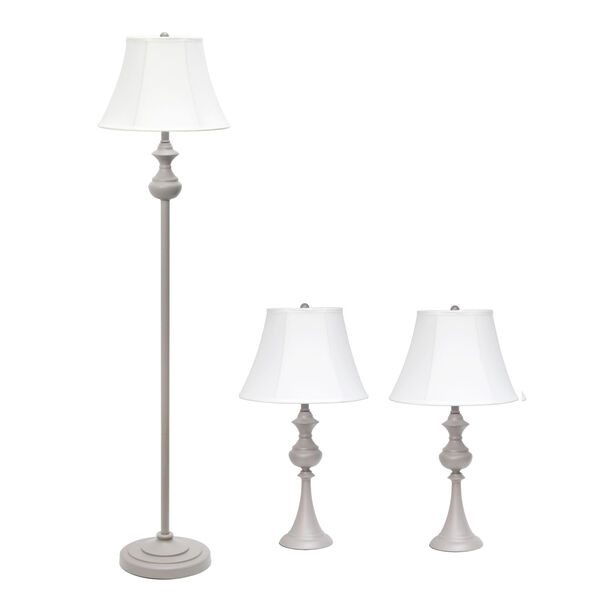 Quince Gray and White Lamp Set, Three Piece, image 1
