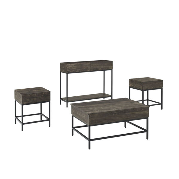 Jacobsen Brown Ash and Matte Black Four-Piece Coffee Table Set, image 3