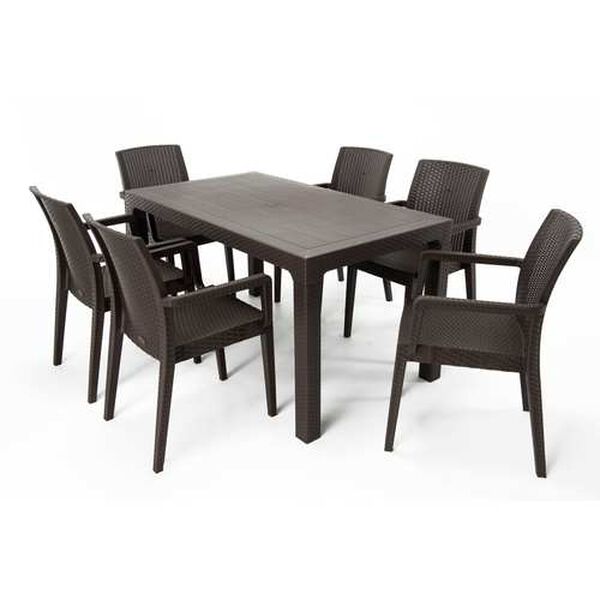 Siena Brown Seven-Piece Outdoor Dining Set, image 1