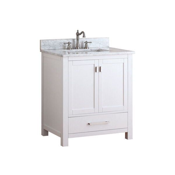Modero White 30-Inch Vanity Combo with White Carrera Marble Top, image 2