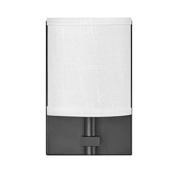 Avenue Black One-Light LED Wall Sconce with Off White Linen Shade, image 3