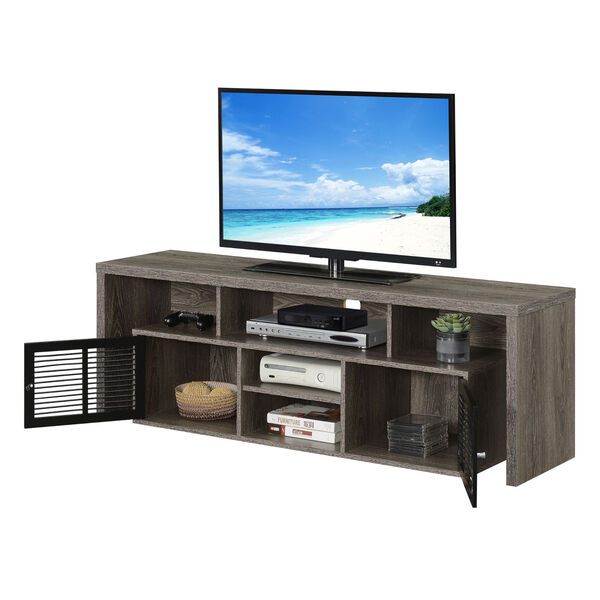 Lexington Weathered Gray Black 60-Inch TV Stand with Storage Cabinets and Shelves, image 4