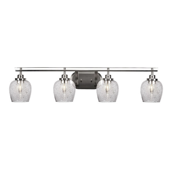 Odyssey Brushed Nickel Four-Light Bath Vanity with Smoke Bubble Glass, image 1
