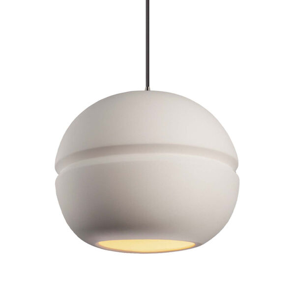 Radiance Bisque Ceramic and Brushed Nickel 12-Inch One-Light Sphere Pendant, image 1