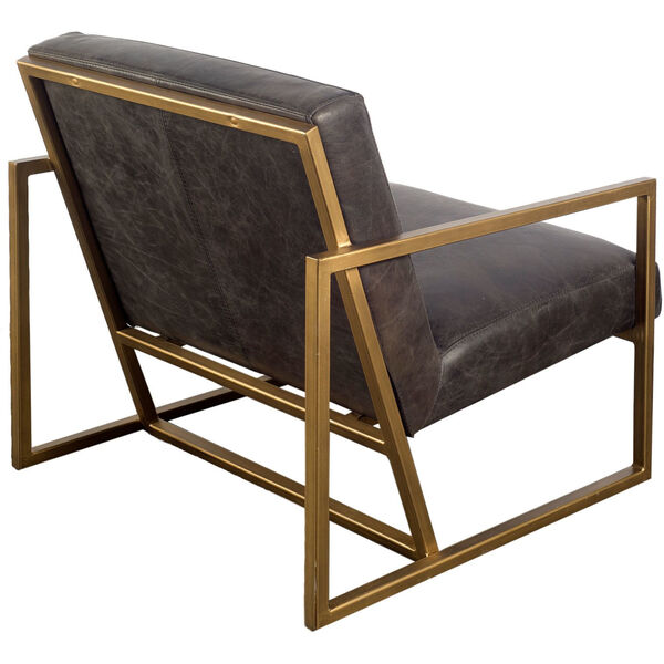 Armelle I Black and Gold Leather Arm Chair, image 3