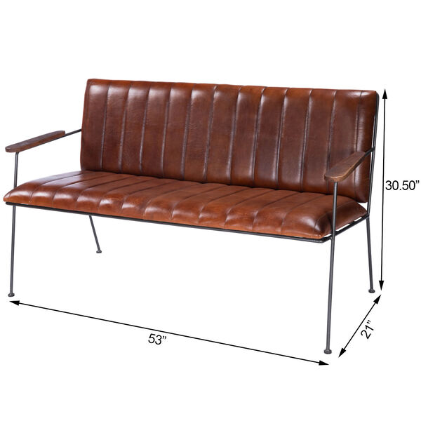 Phoenix Brown and Black Leather Padded Seat Bench, image 5