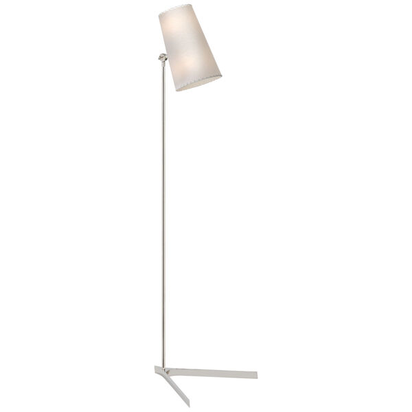Arpont Floor Lamp in Polished Nickel with Parchment Stitched Shade by AERIN, image 1