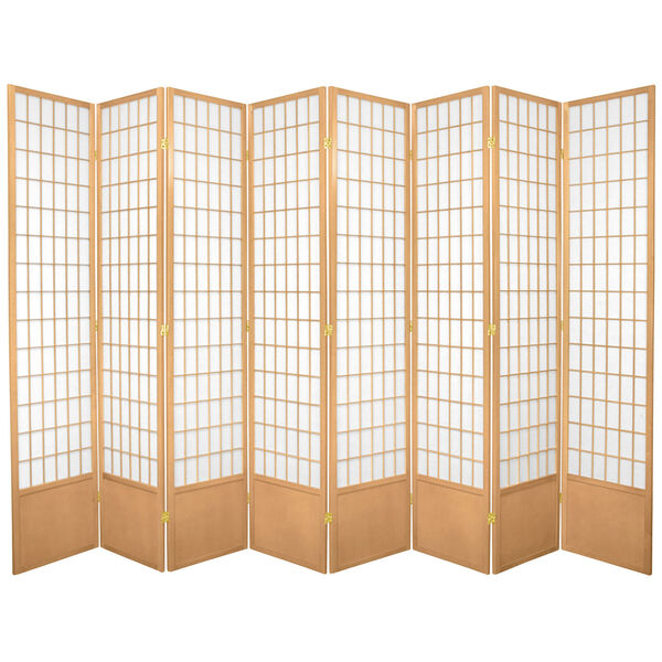 7-Foot Tall Window Pane Shoji Screen - Natural - 8 Panels, image 1