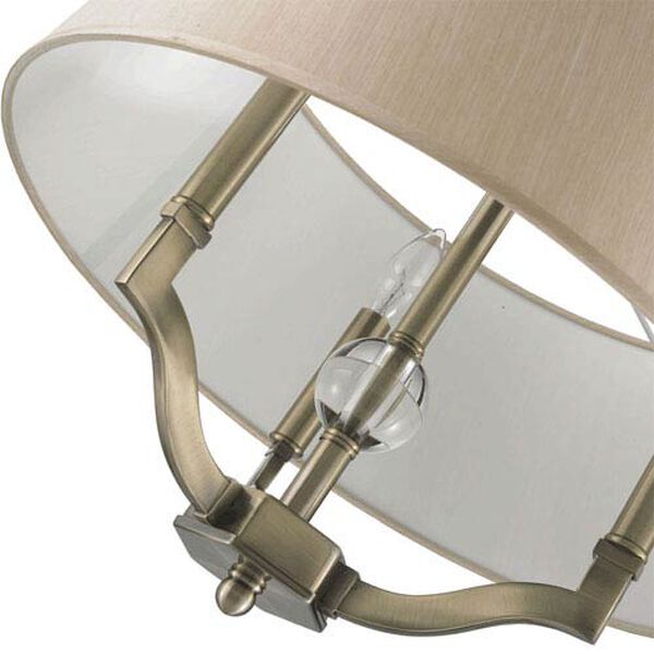 Waverly Antique Brass Convertible Semi-Flush with Silken Parchment Shade, image 5
