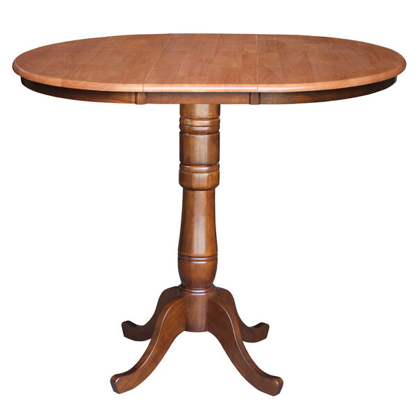 Cinnamon And Espresso 36-Inch Round Pedestal Bar Height Table, image 2