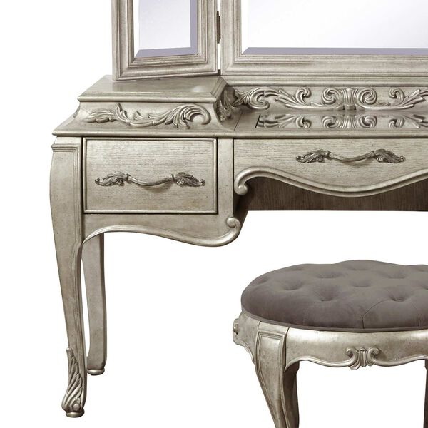 Rhianna Brown Three Drawer Vanity with Mirror and Stool, image 4