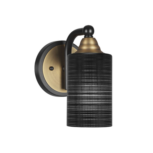 Paramount Matte Black and Brass One-Light 4-Inch Wall Sconce with Black Matrix Glass, image 1