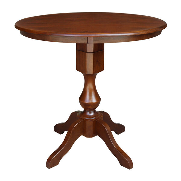 Espresso 36-Inch Round Pedestal Counter Height Table with Two Counter Height Stool, Three-Piece, image 3