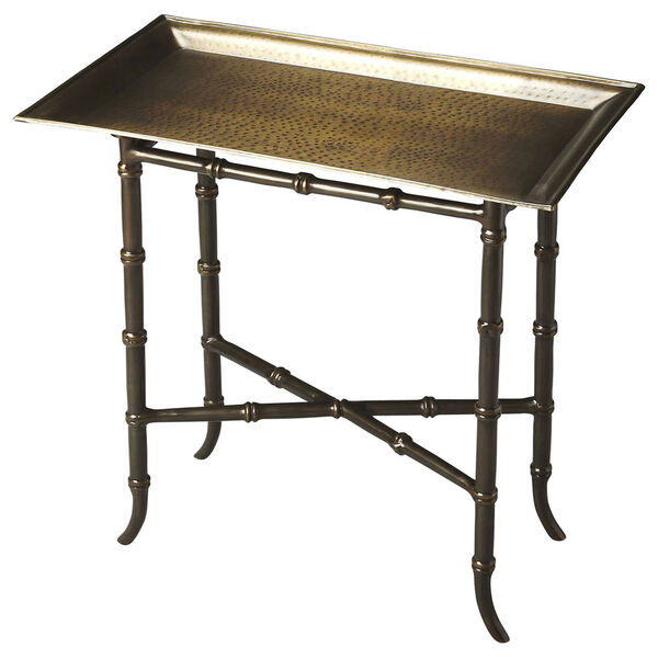 Meiling Antique Brass Tray Top Side Table, image 1