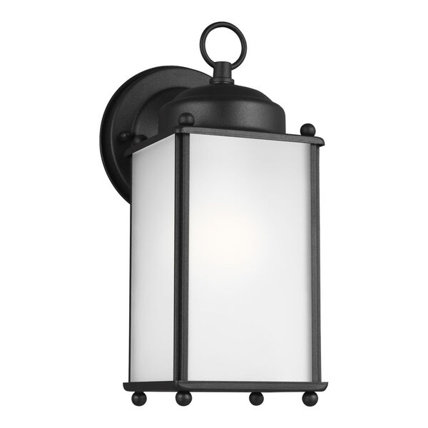 New Castle Black One-Light Outdoor Wall Sconce with Satin Etched Shade, image 2