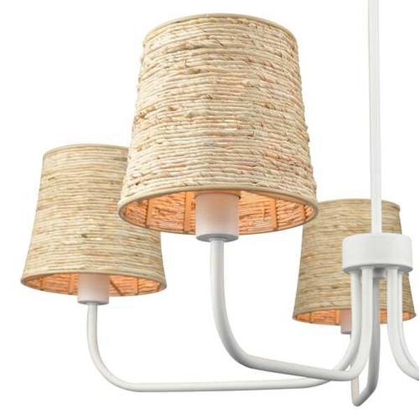 Abaca Textured White Five-Light Chandelier, image 5