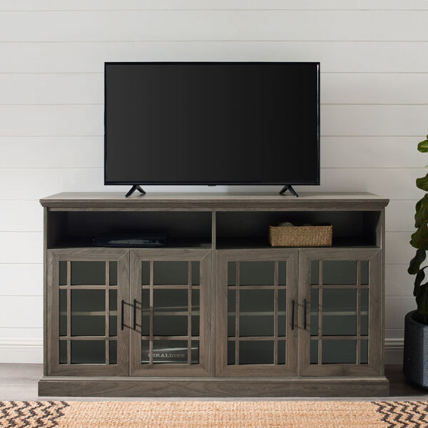 Slate Gray 58-Inch Classic Glass Door TV Console, image 6