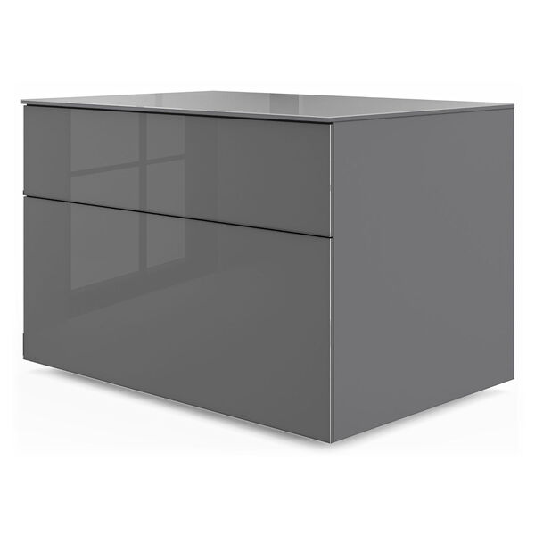 Bedford Dark Gull Gray Two Drawer Nightstand with Glass Top, image 2