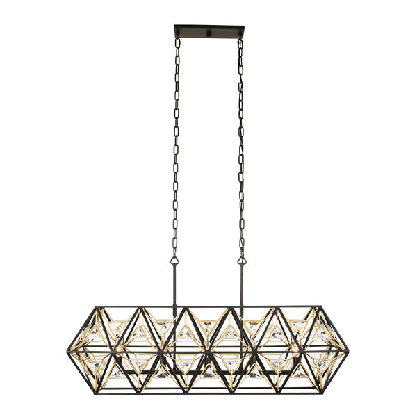 Marcia Matte Black and French Gold Five-Light Linear Pendant, image 1