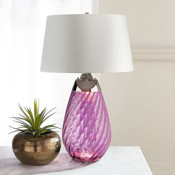 Lena Plum Two-Light Table Lamp with Off White Satin Shade, image 2