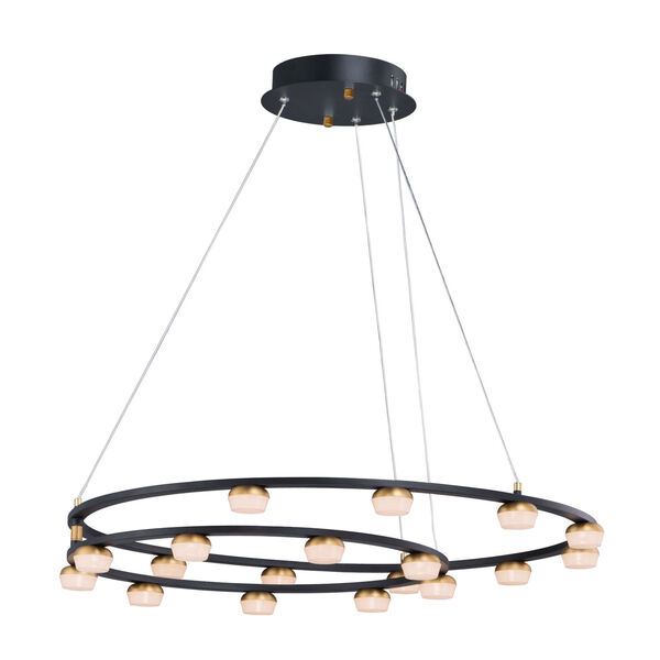 Button Black and Gold 18-Light LED Suspension Pendant With Clear Acrylic Glass, image 1