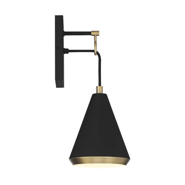 Chelsea Matte Black and Natural Brass One-Light Wall Sconce, image 5