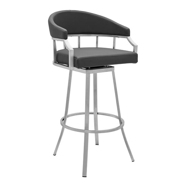 Palmdale Gray Brushed Stainless Steel Counter Stool, image 1