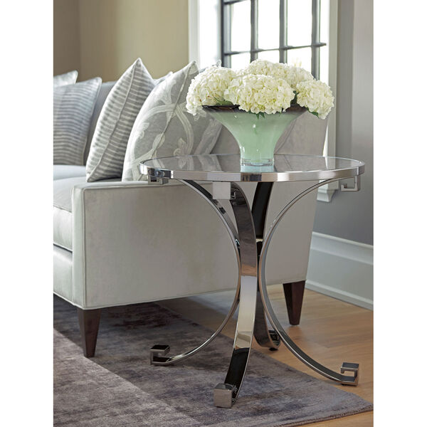 Brentwood Silver Grace Metal Lamp Table, image 2