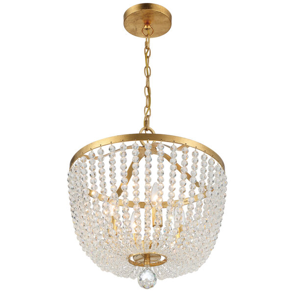 Rylee Antique Gold Four-Light Chandelier Convertible to Semi-Flush Mount, image 6