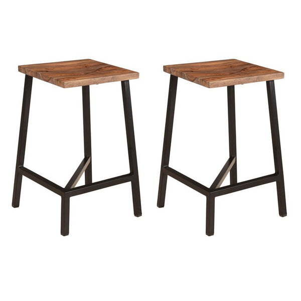 Hill Crest Brown and Black 24-Inch Counter Height Bar Stool, Set of 2, image 1